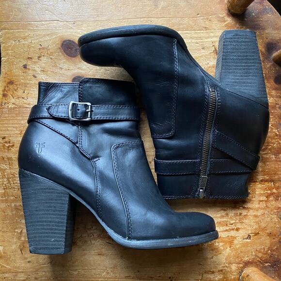 FRYE PATTY RIDING Boot Women’s US 8.5B Buckle Block Heel Leather Side Zip - Picture 2 of 7